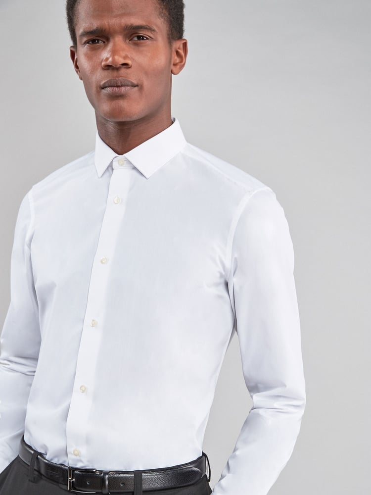 White Easy Care Single Cuff Shirts 3 Pack - Image 2 of 5