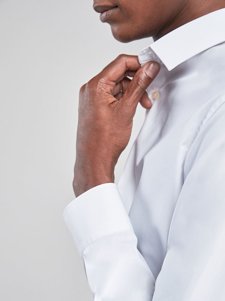 White Easy Care Single Cuff Shirts 3 Pack - Image 5 of 5