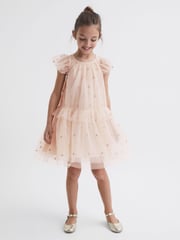 Reiss Pale Pink Fifi 4-9 yrs Tulle Embroidered Dress - Image 1 of 6