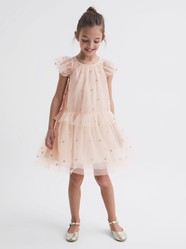 Reiss Pale Pink Fifi 4-9 yrs Tulle Embroidered Dress - Image 1 of 6