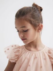 Reiss Pale Pink Fifi 4-9 yrs Tulle Embroidered Dress - Image 4 of 6