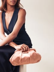 Nude Satin Clutch - Image 1 of 8