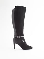 Black Regular/Wide Fit Forever Comfort® Buckle Detail Heeled Knee High Boots - Image 3 of 8