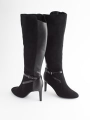 Black Regular/Wide Fit Forever Comfort® Buckle Detail Heeled Knee High Boots - Image 6 of 8