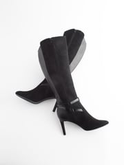 Black Regular/Wide Fit Forever Comfort® Buckle Detail Heeled Knee High Boots - Image 7 of 8
