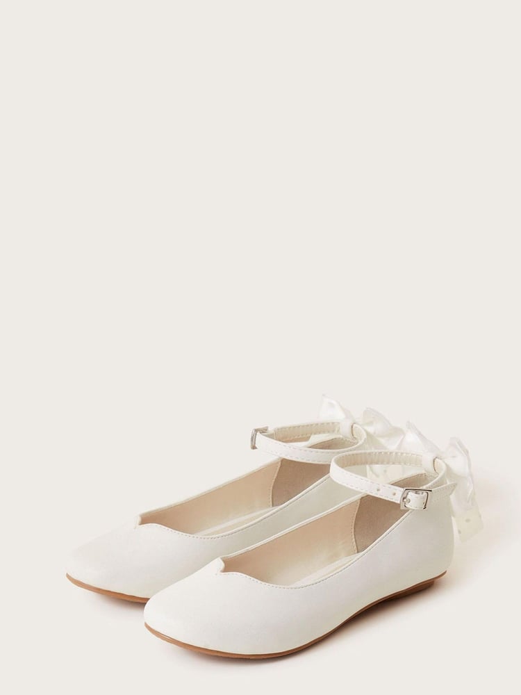 Monsoon White Spot Bow Communion Ballet Flats - Image 1 of 3