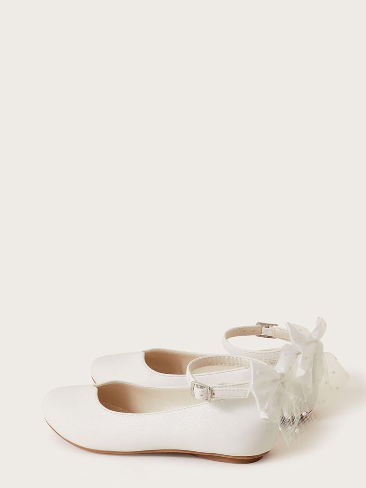 Monsoon White Spot Bow Communion Ballet Flats - Image 2 of 3