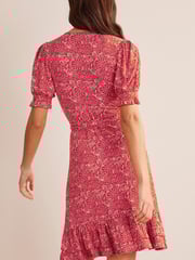 Boden Red Ruffle Wrap Jersey Mini Dress - Image 2 of 4