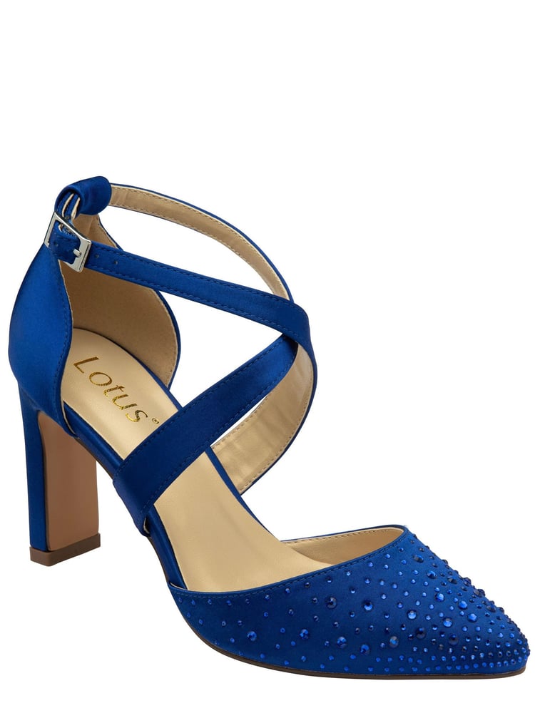 Lotus Blue Diamante Pointed-Toe Court Shoes - Image 1 of 4