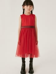 Red Mesh Tie Back Party Dress (3-16yrs) - Image 1 of 6