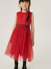 Red Mesh Tie Back Party Dress (3-16yrs) - Image 2 of 6