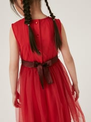 Red Mesh Tie Back Party Dress (3-16yrs) - Image 4 of 6