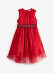 Red Mesh Tie Back Party Dress (3-16yrs) - Image 5 of 6