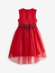 Red Mesh Tie Back Party Dress (3-16yrs) - Image 6 of 6