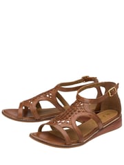 Ravel Brown Leather Wedge Sandals - Image 2 of 4