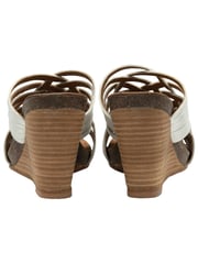 Ravel White Leather Wedge Strappy Mule Sandals - Image 3 of 4