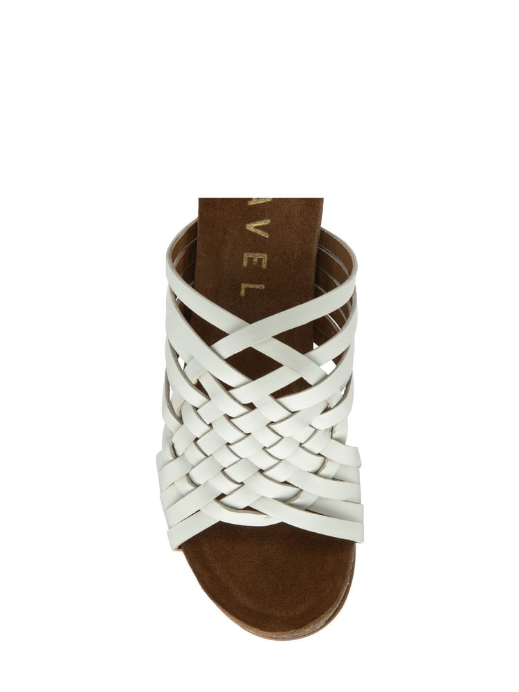 Ravel White Leather Wedge Strappy Mule Sandals - Image 4 of 4