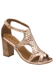 Ravel Gold Leather Heeled Sandals - Image 1 of 4