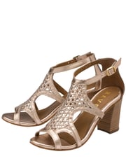 Ravel Gold Leather Heeled Sandals - Image 2 of 4