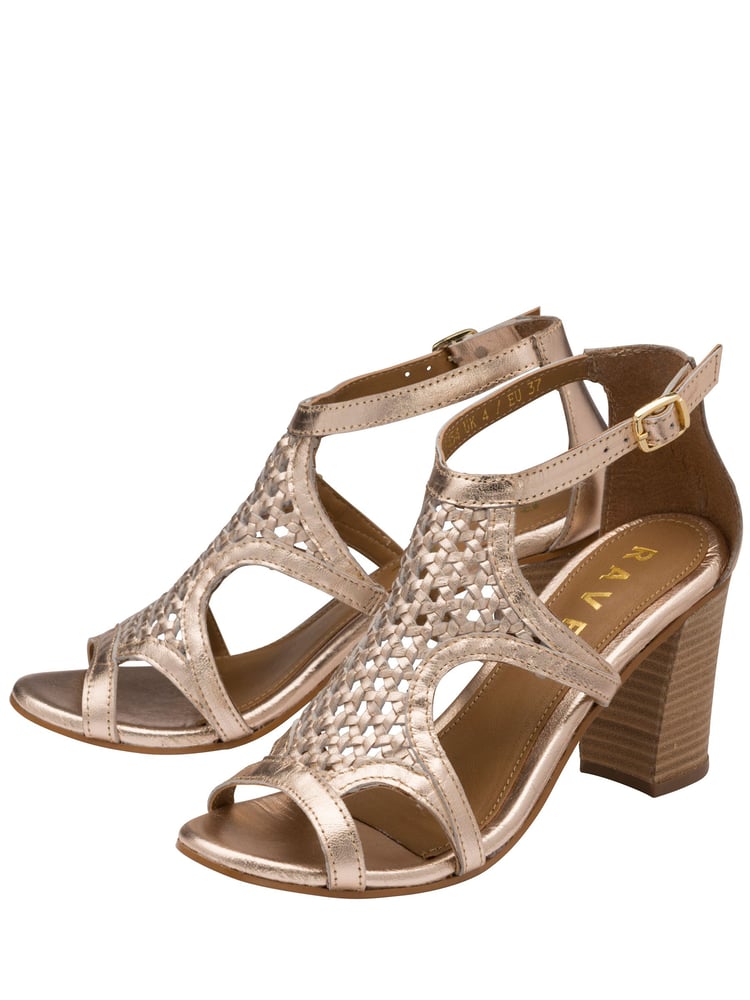 Ravel Gold Leather Heeled Sandals - Image 2 of 4