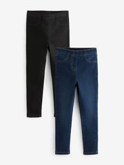 Black/Grey Elasticated Waist Jeggings 2 Pack (3-16yrs) - Image 6 of 8