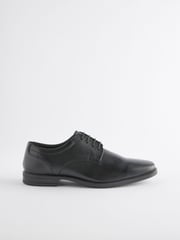Black Standard Fit Leather Square Derby Shoes - Image 3 of 7