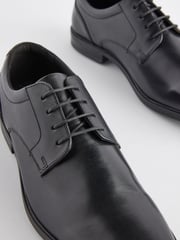 Black Standard Fit Leather Square Derby Shoes - Image 5 of 7
