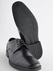Black Standard Fit Leather Square Derby Shoes - Image 7 of 7