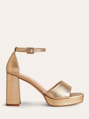 Boden Gold Heeled Platform Sandals - Image 2 of 4