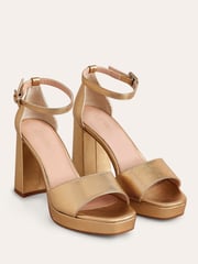 Boden Gold Heeled Platform Sandals - Image 3 of 4