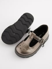 Silver Wide Fit (G) T-Bar Adjustable Buckle Shoes - Image 4 of 6