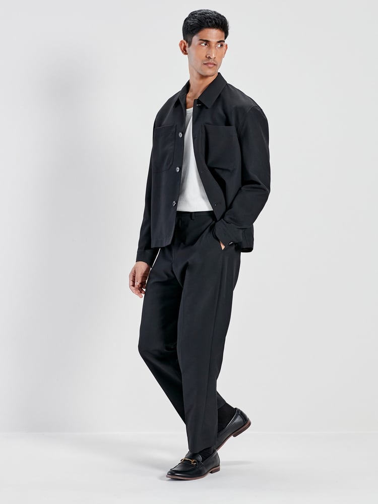 Black Smart Slim Fit Shacket - Image 2 of 4