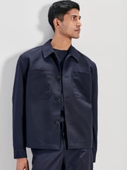 Navy Blue Smart Slim Fit Shacket - Image 1 of 11