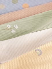 Yellow Ditsy Print Rib Jersey Leggings 5 Pack (3mths-7yrs) - Image 3 of 3