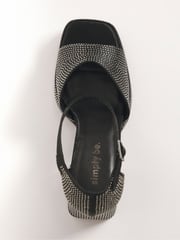Simply Be Black Extra Wide Fit Diamanté Heel Platform Sandals - Image 3 of 3