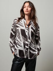 Monochrome Print Tie Neck Long Sleeve Blouse - Image 2 of 7