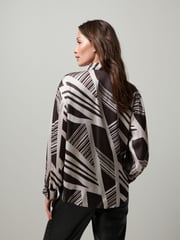 Monochrome Print Tie Neck Long Sleeve Blouse - Image 4 of 7