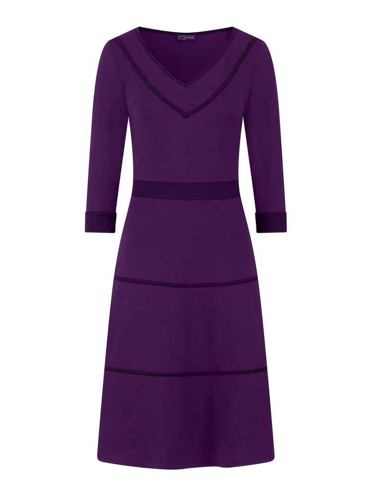 HotSquash Purple V-Neck Dress With Contrast Piping - Image 3 of 3
