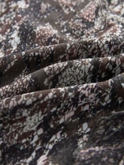 Brown Snake Print Long Sleeve Mesh Ruffle Maxi Dress - Image 6 of 6