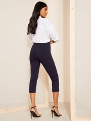 Friends Like These Navy Blue Cropped Comfort Scultping Stretch Trousers - Image 4 of 4