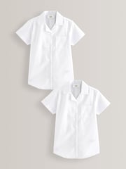 White 2 Pack Short Sleeve Revere Collar School Shirts (3-17yrs) - Image 1 of 7