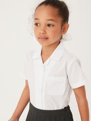 White 2 Pack Short Sleeve Revere Collar School Shirts (3-17yrs) - Image 2 of 7