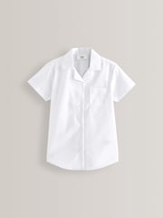 White 2 Pack Short Sleeve Revere Collar School Shirts (3-17yrs) - Image 3 of 7