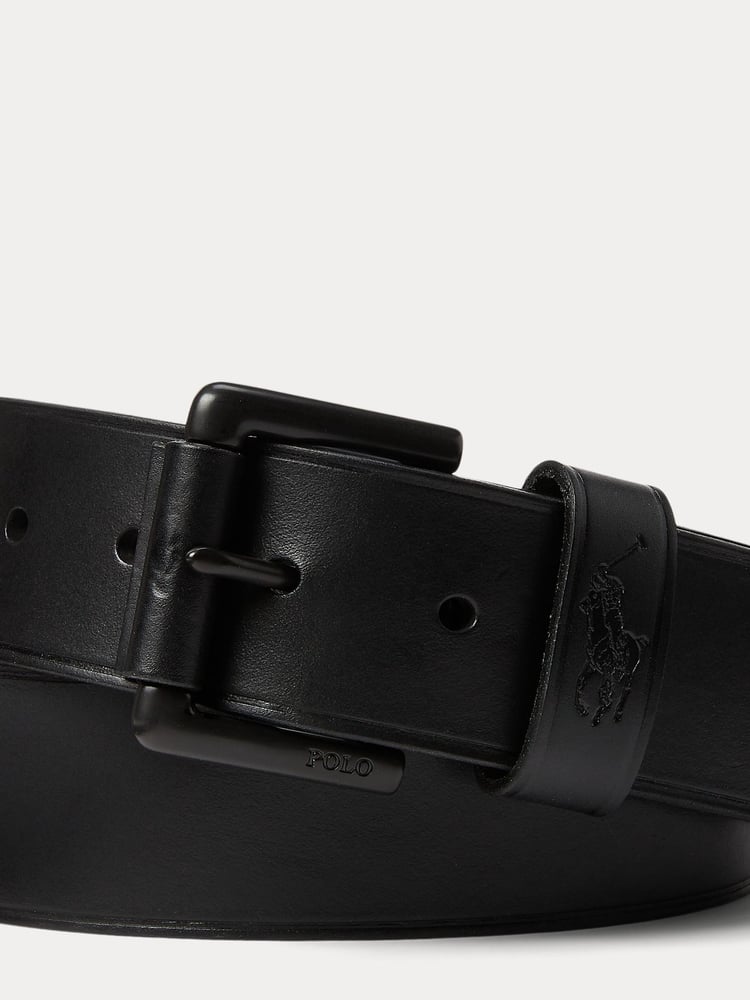 Polo Ralph Lauren Dark Black Leather Pony Player Belt - Image 2 of 2