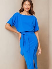 Lipsy Blue Kimono Belted Midi Dress - Image 3 of 4