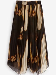 Black Marble Print Pleated Chiffon Midi Skirt - Image 5 of 6