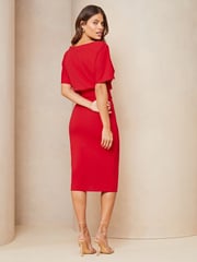 Lipsy Red Kimono Belted Midi Dress - Image 2 of 4