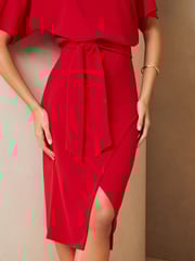 Lipsy Red Kimono Belted Midi Dress - Image 4 of 4