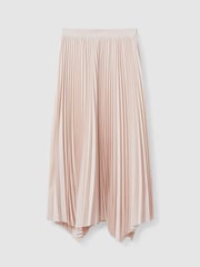 Reiss Blush Azalea Pleated Asymmetric Midi Skirt - Image 2 of 5