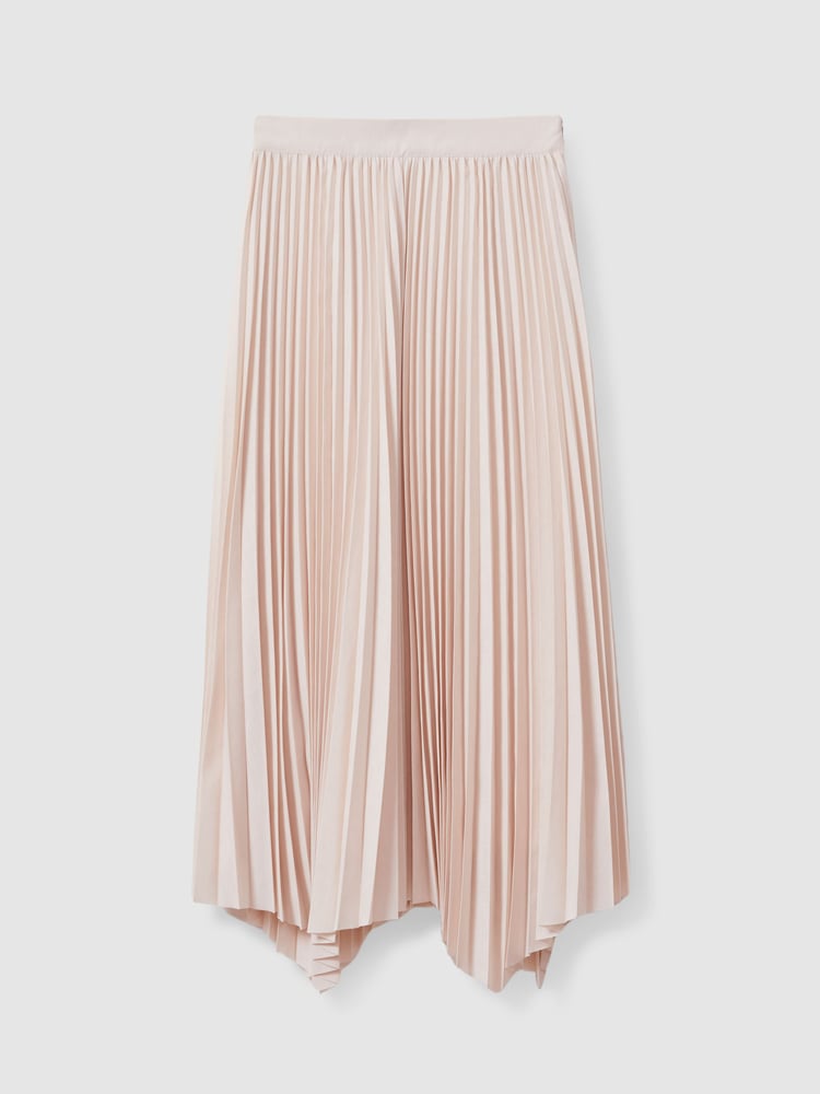 Reiss Blush Azalea Pleated Asymmetric Midi Skirt - Image 2 of 5